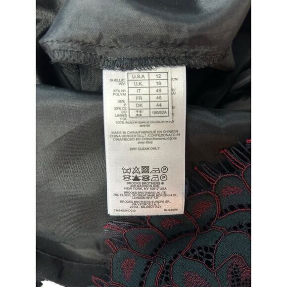 Brooks Brothers Maroon Green Lace Overlay Long Sleeve Lined Dress Size 12 - Picture 13 of 16